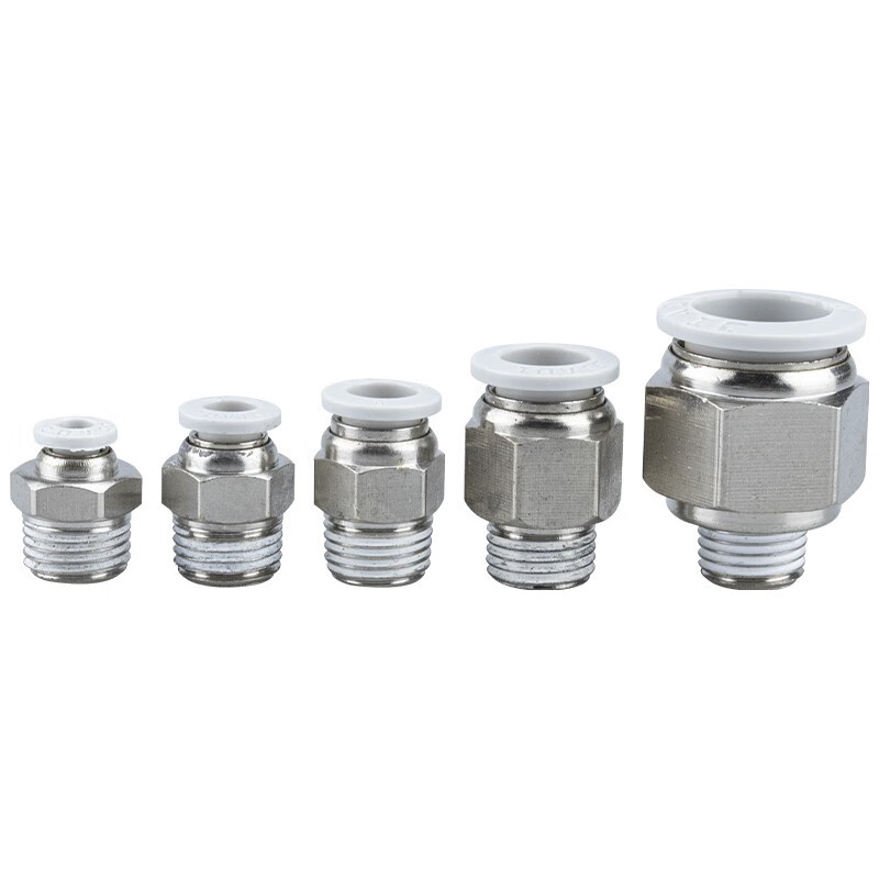 海斯迪克 PC气管螺纹直通接头快速接头镀镍 3D打印白色精品快插接头 PC12-03(10个)