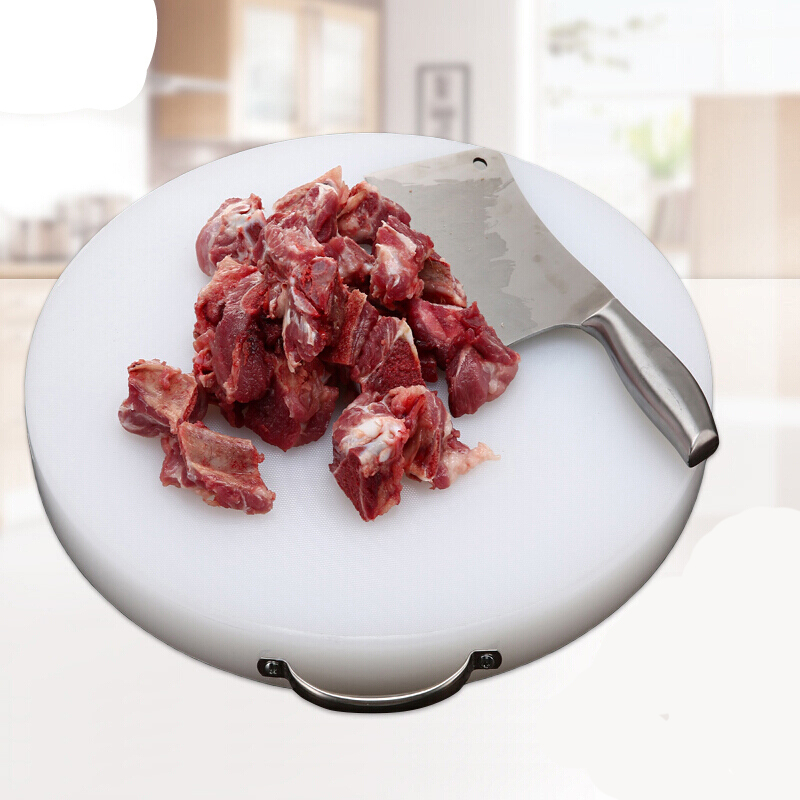 加厚圆形砧板塑料菜板粘板菜墩切菜板剁肉墩占板刀板案板38x厚2家用款