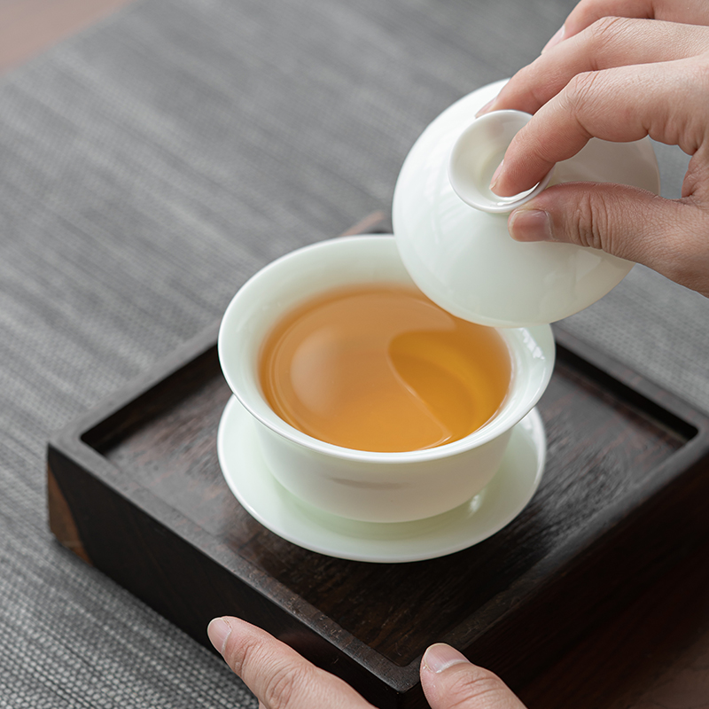 苏氏陶瓷(SUSHI CERAMICS)翡翠玉羊脂玉功夫茶具侧把壶8杯青瓷泡茶壶茶杯大套礼盒高清大图