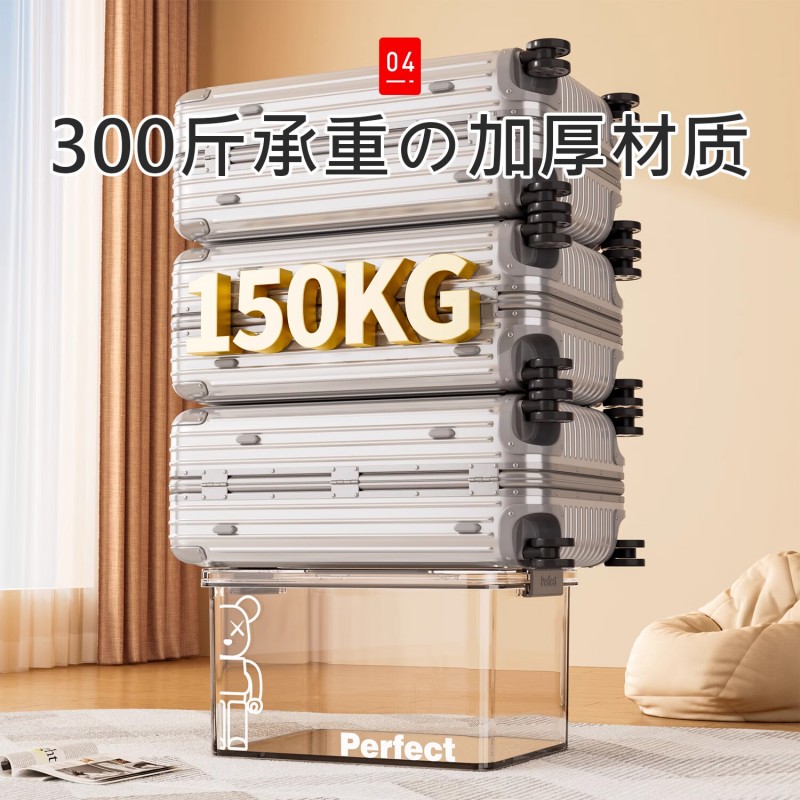 透明收纳盒玩具收纳箱零食储物盒密封带盖盒子塑料手提整理箱 中号暴力熊[ 29*21*17cm ]透明 1个 [带提手]高清大图