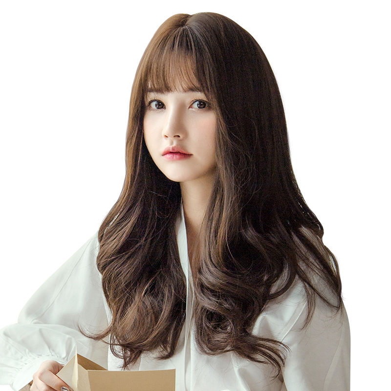 假发女中长发长卷发网红圆脸发型浪卷套气质洛滑自然刘海全头套式蜂蜜