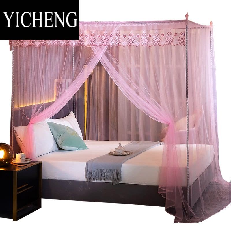 YICHENG单开门家用蚊帐加密帐纱落地式1.2米蚊帐带支架1.5m床1.8单门蚊帐图片