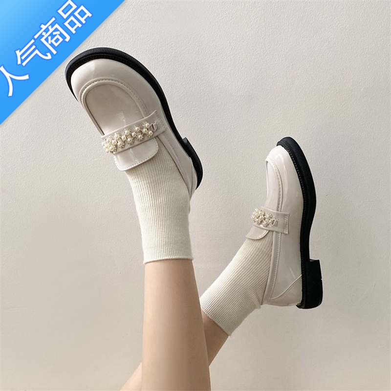 SUNTEK平底鞋小皮鞋女小众设计感法式复古一脚蹬乐福鞋玛丽珍女鞋英伦风高清大图