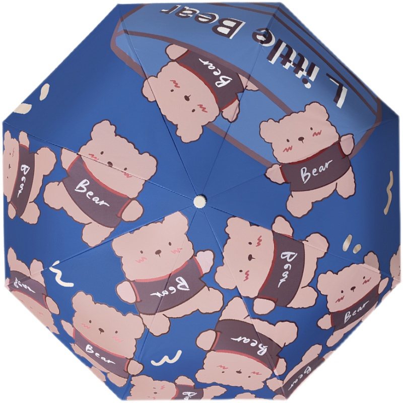 ins小熊迷你自动伞女防晒防紫外线遮阳伞叠便携太阳伞