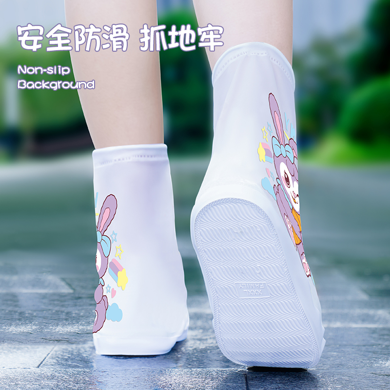 正雨儿童防水防污鞋学生方防暴雨雨鞋套加厚耐磨防沙防雪防水可爱9063高清大图