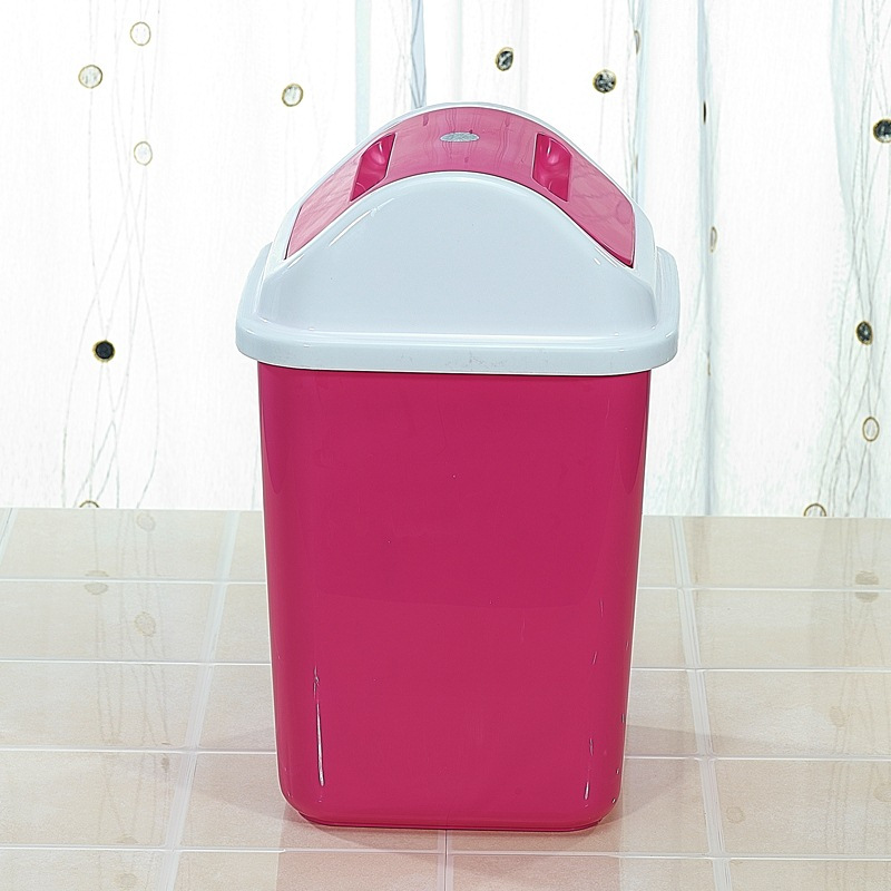茶花1202欧式翻盖废纸筒垃圾桶5L\19*18.4*29cm(个)