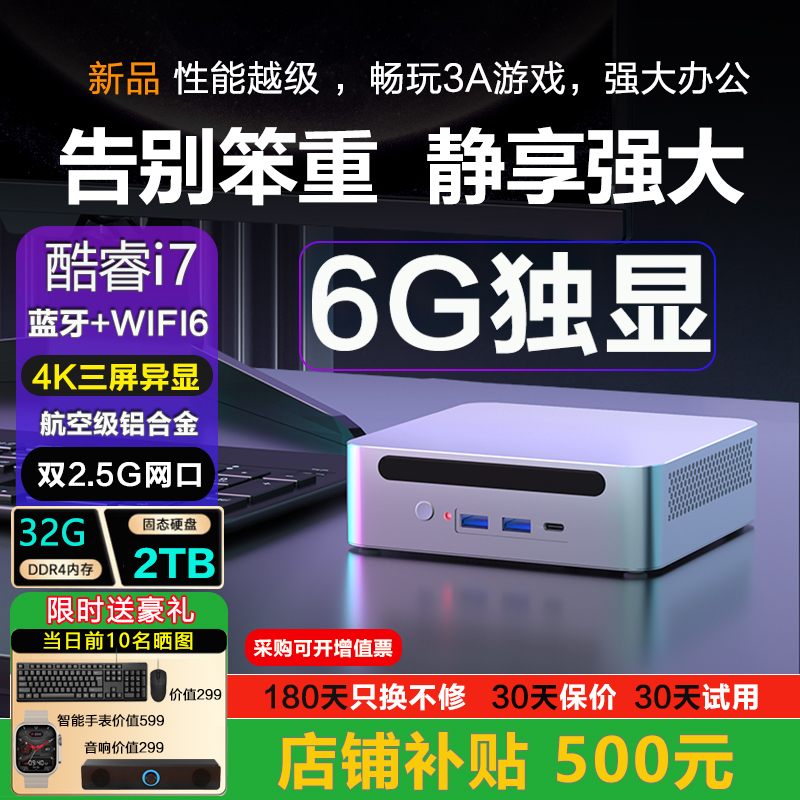 蓝魔快本 2025新款迷你主机英特尔酷睿I7台式机高性能游戏电竞电脑Mini整机独立显卡高清大图