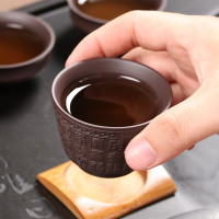 尚帝整块乌金石茶盘四合一黑金石茶具套装大号家用紫砂功夫茶具旭日东升紫砂侧把13入智能旋转电热炉套装