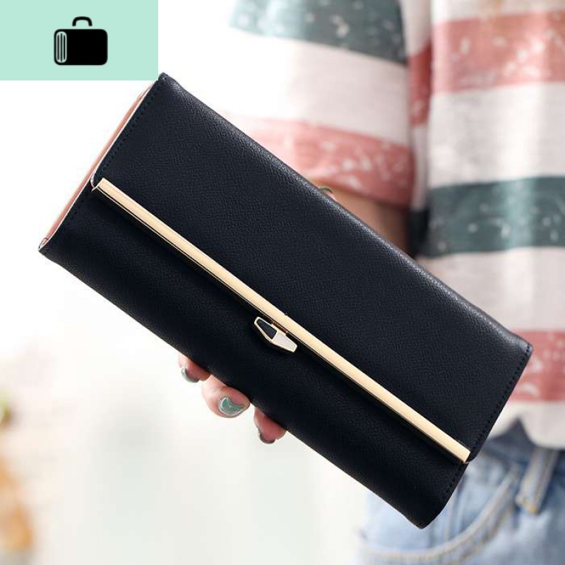 新款长款钱夹 ins可爱学生时尚潮手拿包个性大容量女韩版钱包NEW LAKE 黑色现货