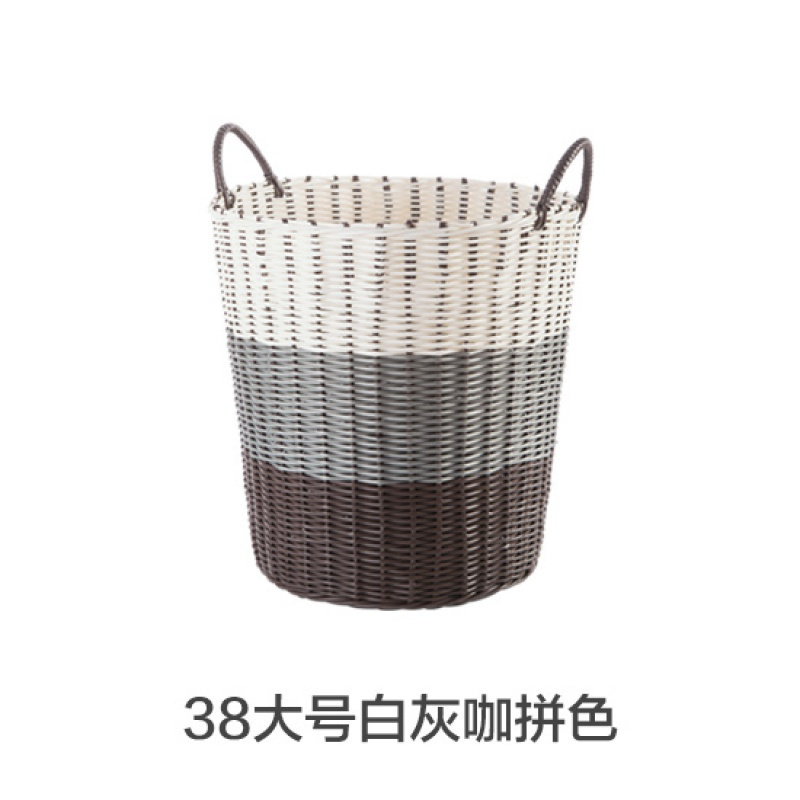 编织脏衣篮子家用洗衣收纳筐洗衣桶放脏衣服的收纳桶脏衣篓 38L大号白灰咖拼色款