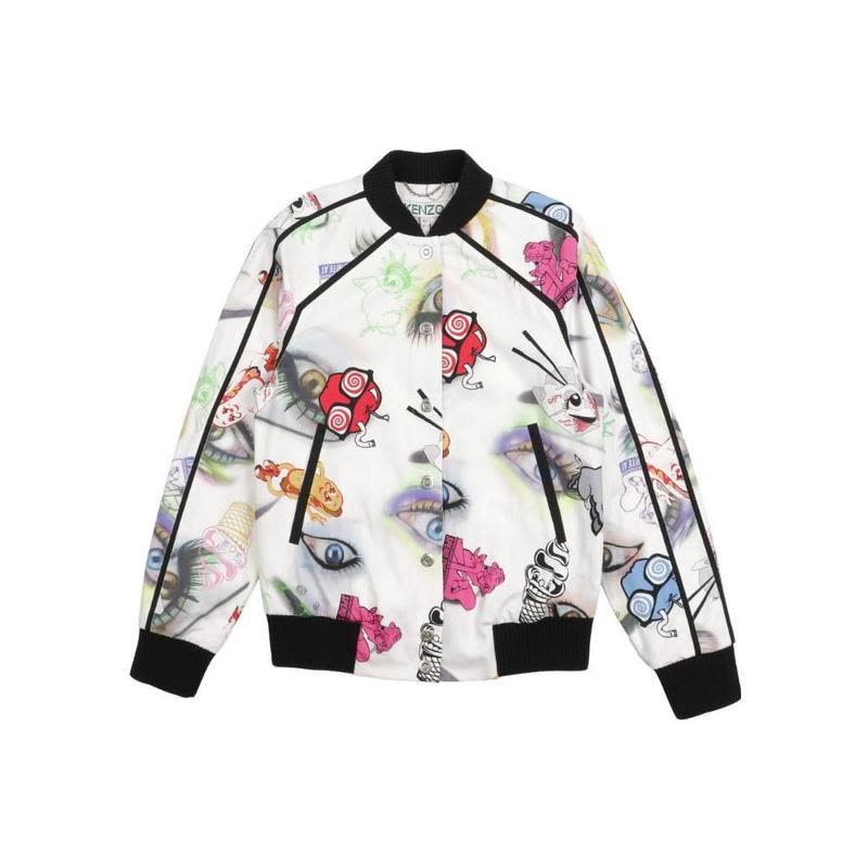 高田贤三(Kenzo)女款棉质印花棒球外套罗纹收口长袖休闲潮流套头图片