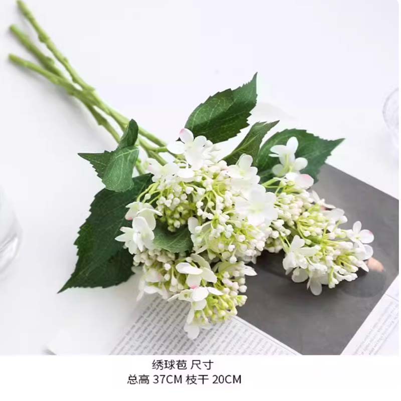 仿真花 浅秋白 3支9朵花高清大图