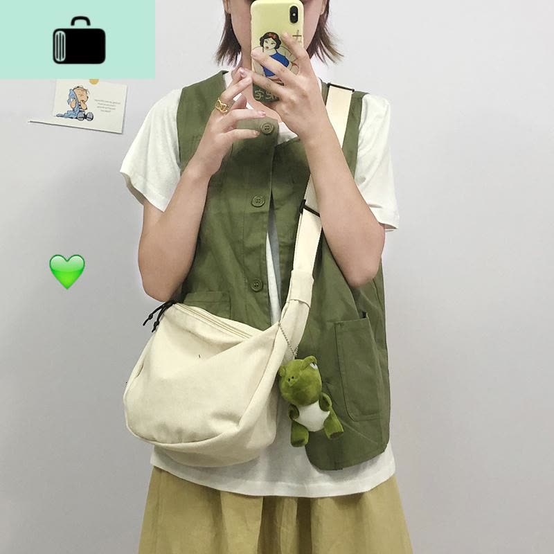 可爱日系复古文艺帆布斜挎女大容量单肩休闲百搭时尚街拍饺子包女NEW LAKE女斜挎包图片