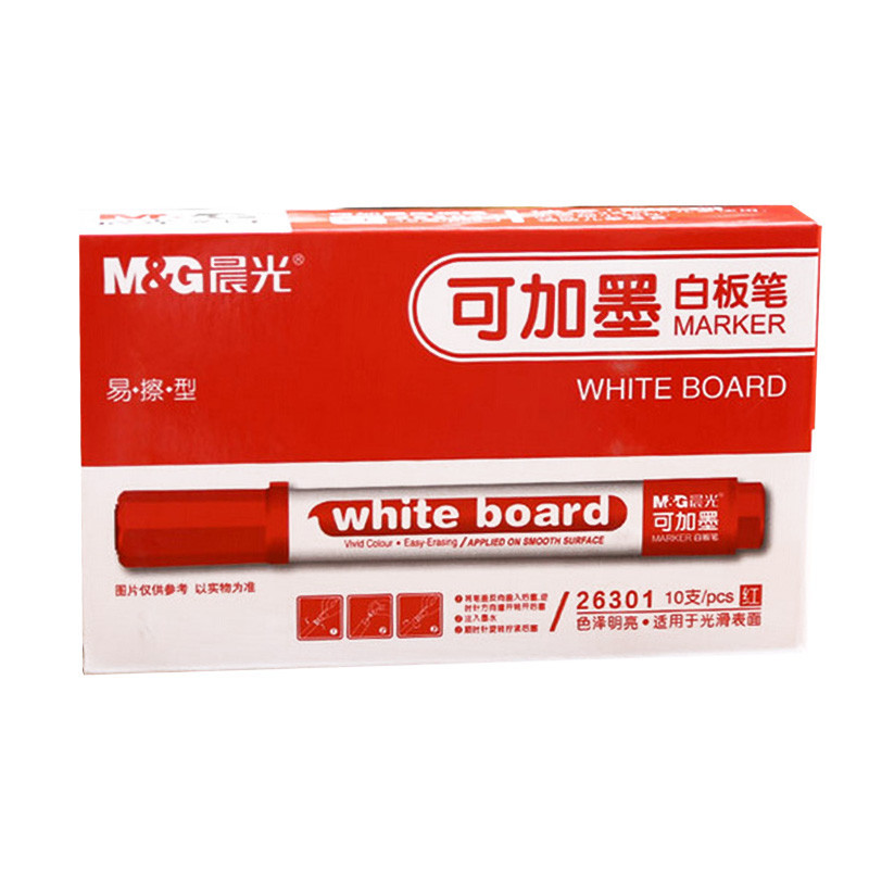 晨光(M&G)AWM26301 可加墨白板笔 单盒装 红色 10支/盒 长度:145mm 宽度:35mm 高度:87mm