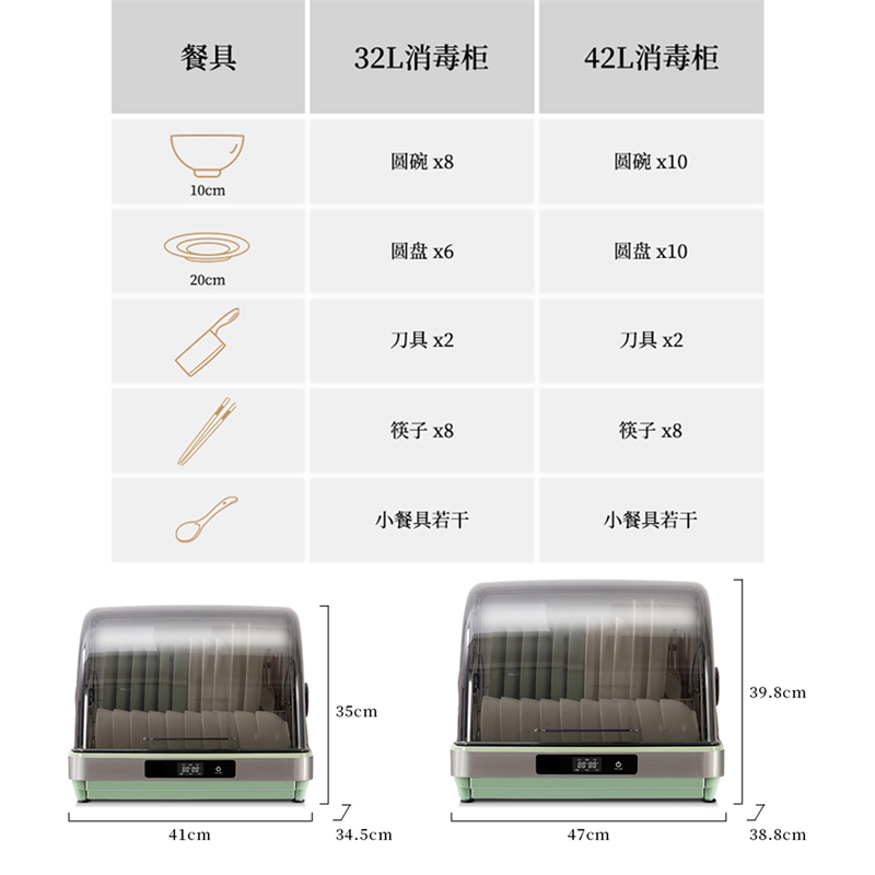 羿彩 (YECAI) 消毒柜家用小型台式紫外线碗柜机迷你桌面厨房餐具碗筷沥水
