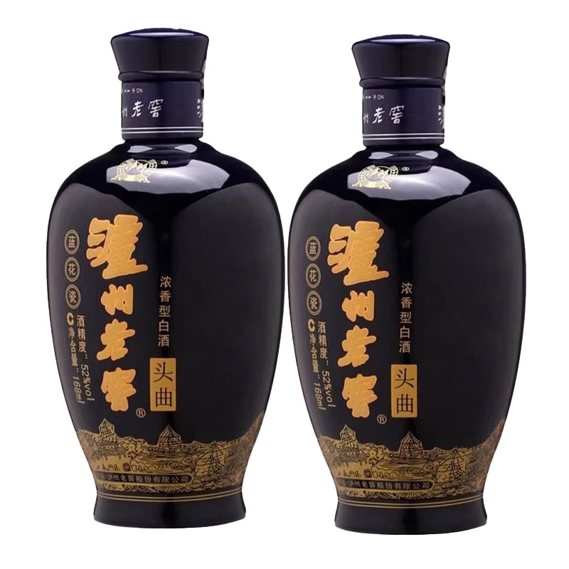 泸州老窖蓝花瓷头曲小酒52度168ML*2瓶浓香型纯粮食酒口粮酒特价高清大图