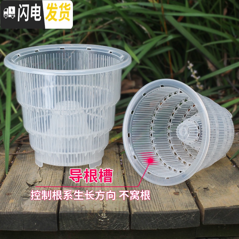 三维工匠蝴蝶兰控根花盆透气明塑料胶树脂陶瓷洋兰石斛专用盆 [5只]口径12cm[带空气柱] 中等花盆容器高清大图