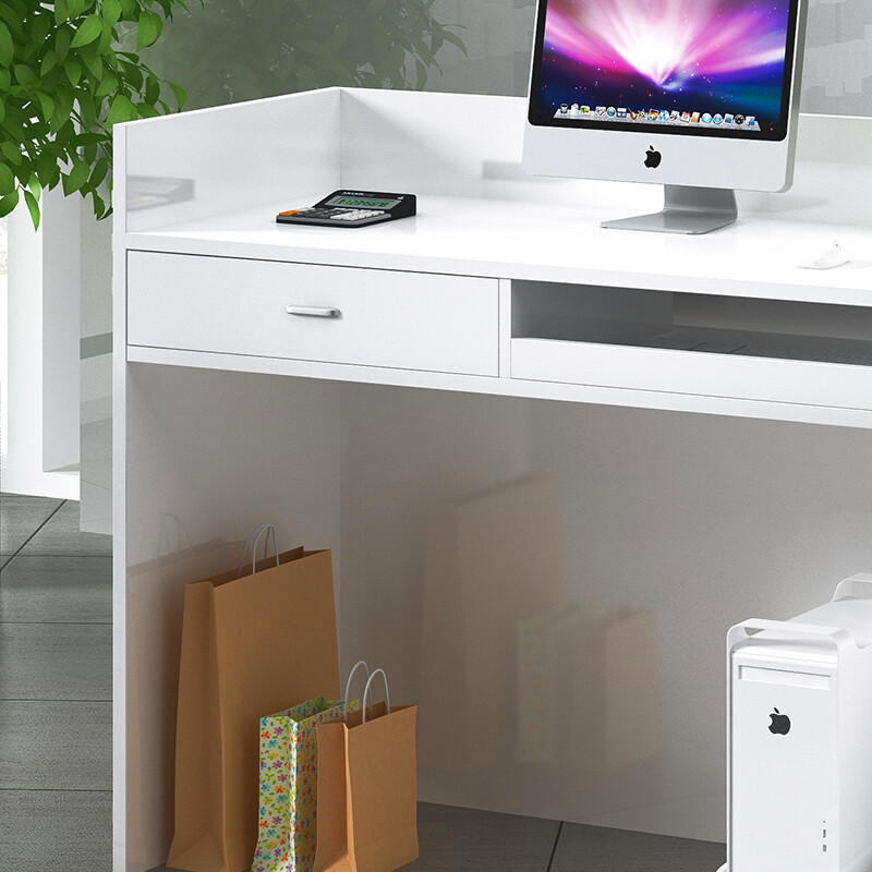 绵冠MIANGUAN前台简约现代收银台柜台小型吧台超市服装收银台接待台高清大图