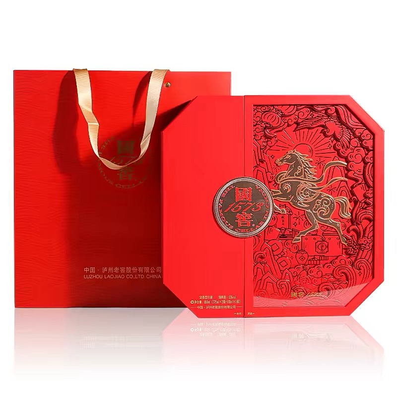 泸州老窖52度国窖新春马年礼盒 375ml*2+100ml礼盒装浓香型白酒高清大图