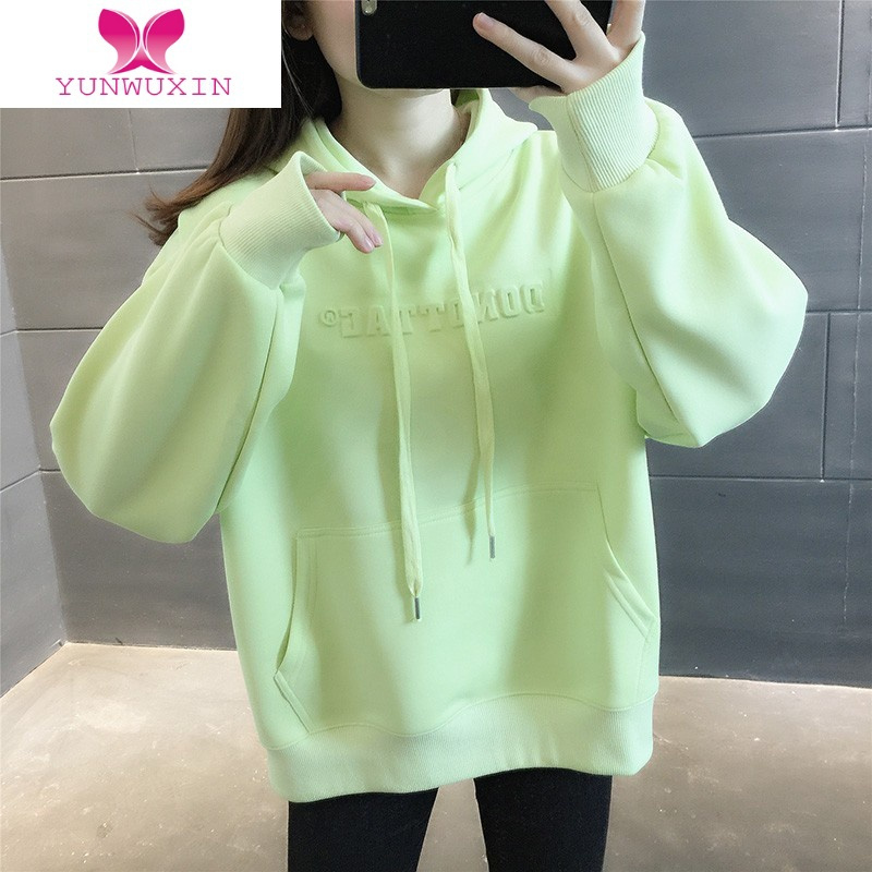 YUNWUXIN女士宽松连帽加绒加厚卫衣女装2022年新款超火减龄上衣潮