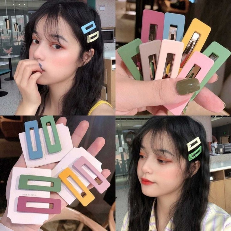 [6-12个装]ins风甜美发夹BB夹韩版学生可爱彩色方形刘海夹子头饰少女心发卡