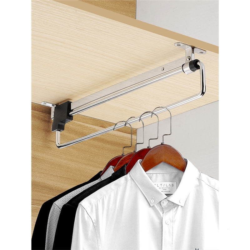 闪电客伸缩浅衣柜挂衣杆柜内顶装纵向衣通横杆挂衣服的杆子衣橱挂杆