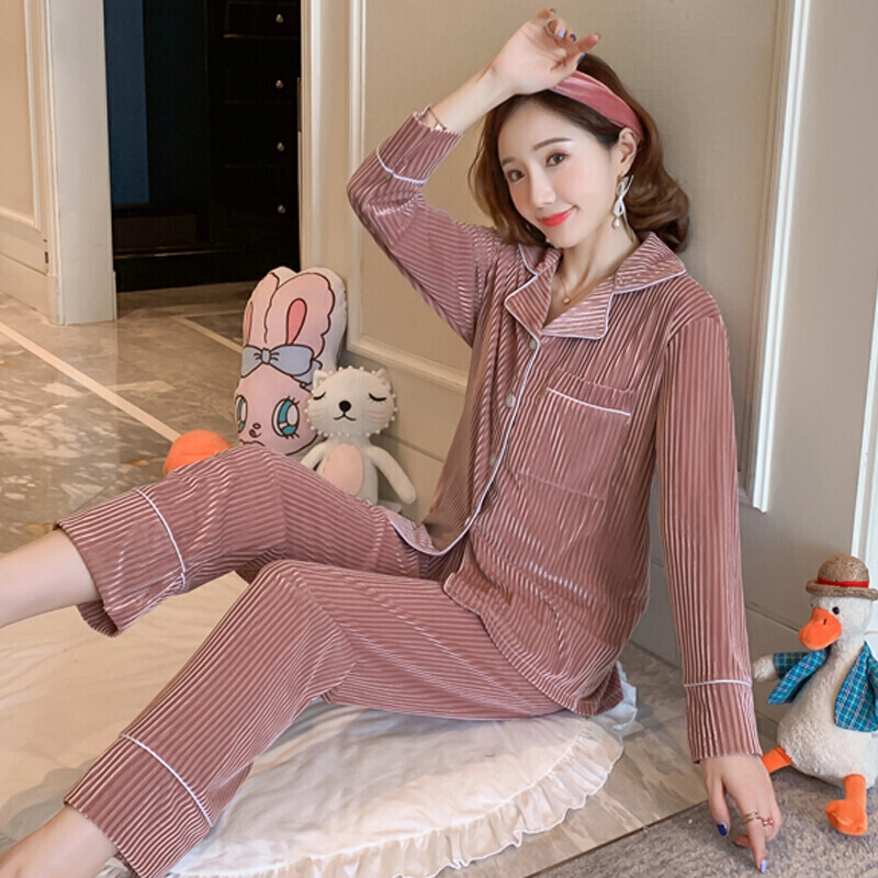 波迷娜(BOMINA)情侣睡衣冬季款韩国睡衣女冬套装睡衣加大码服