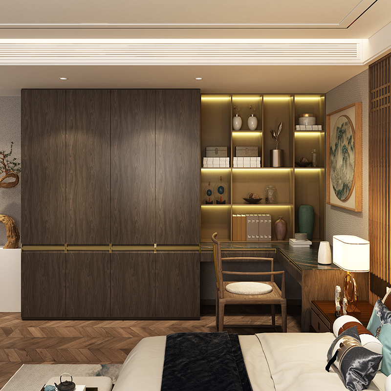 皮阿诺定制整体衣柜全屋定制家居卧室新中式衣橱衣帽间定做推拉门预付