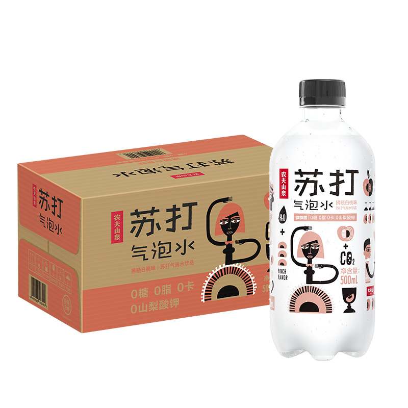 农夫山泉苏打气泡水饮品拂晓白桃味500ml*15纸箱装高清大图