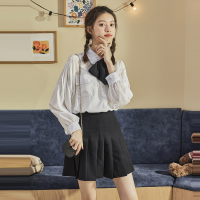 [2.5折价56元]唐狮onlineeyes春装新款女长袖衬衫百褶短裙学院风小个子穿搭