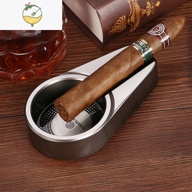 yicheng季风雪茄烟灰缸创意金属不锈钢雪茄烟缸客厅酒吧雪茄缸银色二
