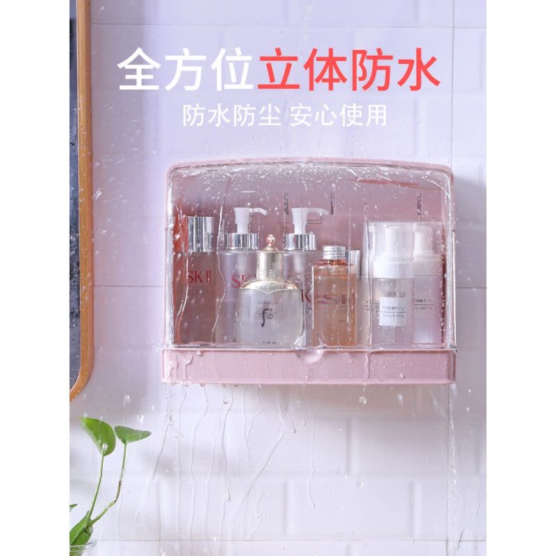 家柏饰(CORATED)洗漱台置物架壁挂式化妆品收纳盒免打孔浴室卫生间洗脸手台收纳架 壁挂桌面两用化妆盒(月光白)图片