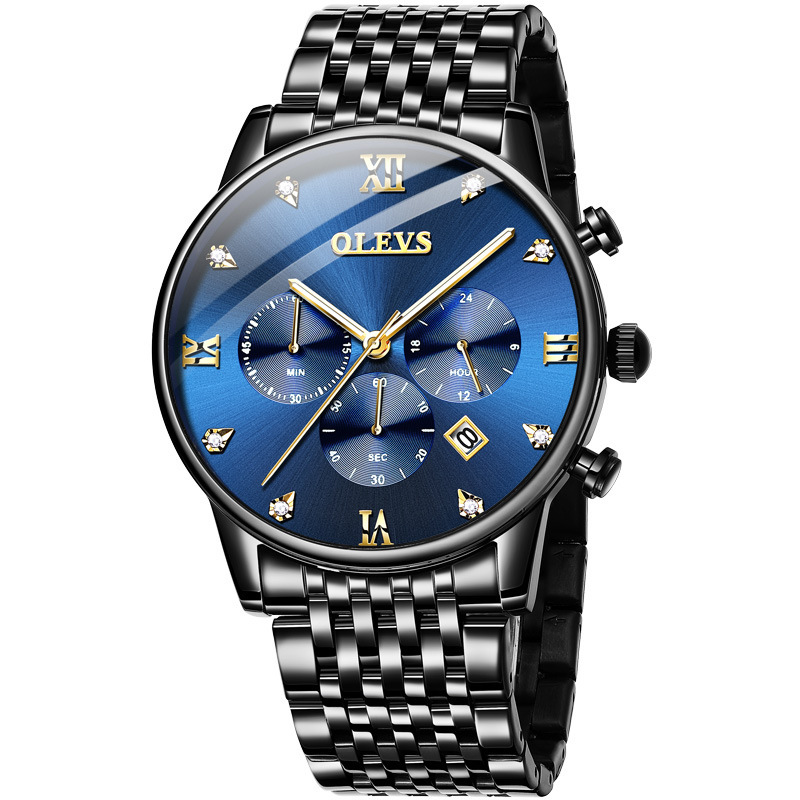 欧利时olevs瑞士品牌手表男石英表男士多功能计运动男表精钢防水时尚