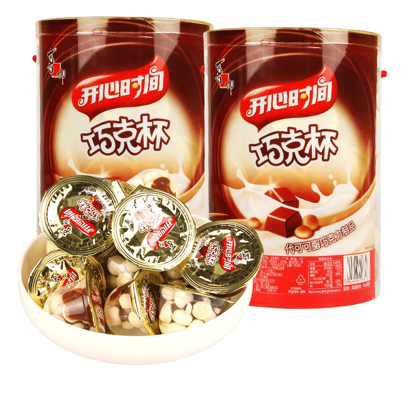 喜之郎开心时间巧克杯720g桶装巧克力夹心饼干儿童休闲怀旧小零食