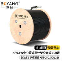 博扬 BY-GYXTW-8A1a铠装8芯多模室外光缆OM2(50/125) GYXTW中心管式室外架空光缆光纤线100米