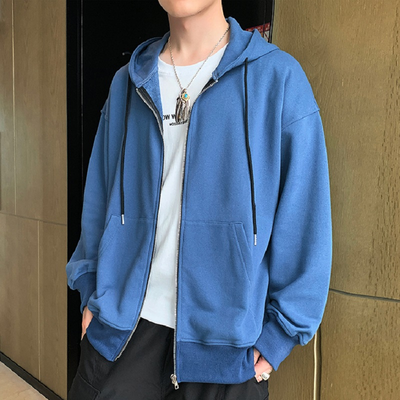 连帽卫衣男春秋季中青年秋装运动宽松大码休闲开衫拉链外套
