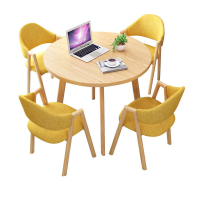 易企采 洽谈桌椅组合接待桌椅小圆桌子简约休闲餐桌椅1桌4椅 1桌4椅颜色备注