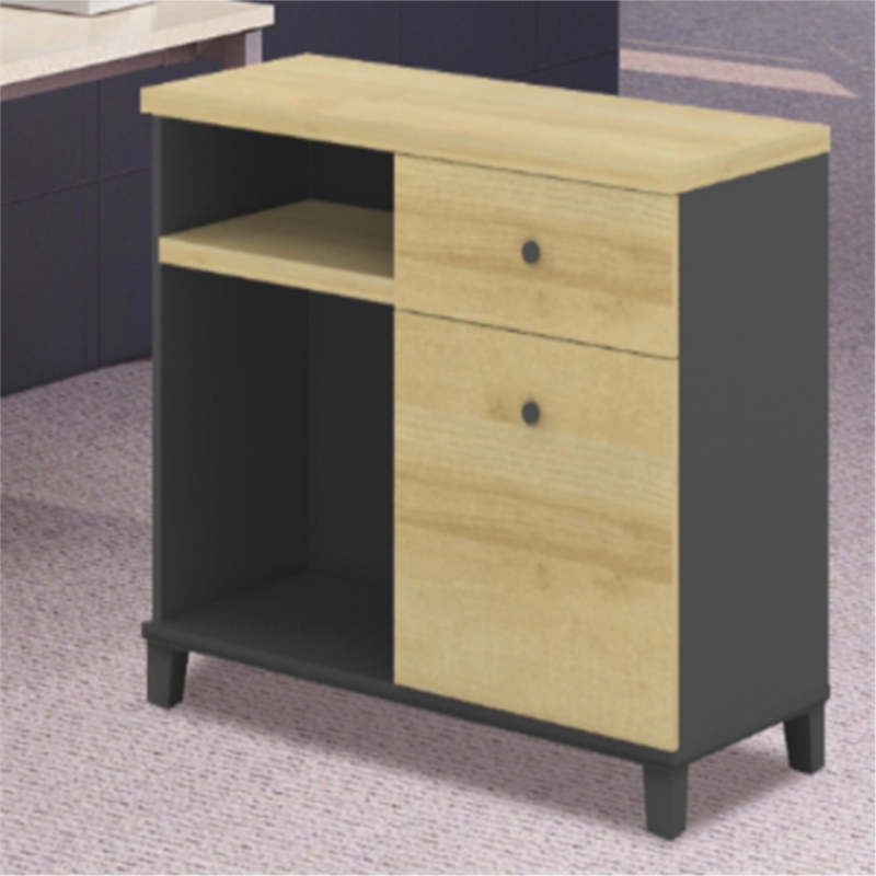 铜林木制长柜80*40*62 灰色+柚木色