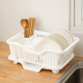 厨房台面碗碟沥水篮水槽置物架塑料餐具家用放碗筷滤水收纳盒碗柜1 大号【白色】特厚款 -