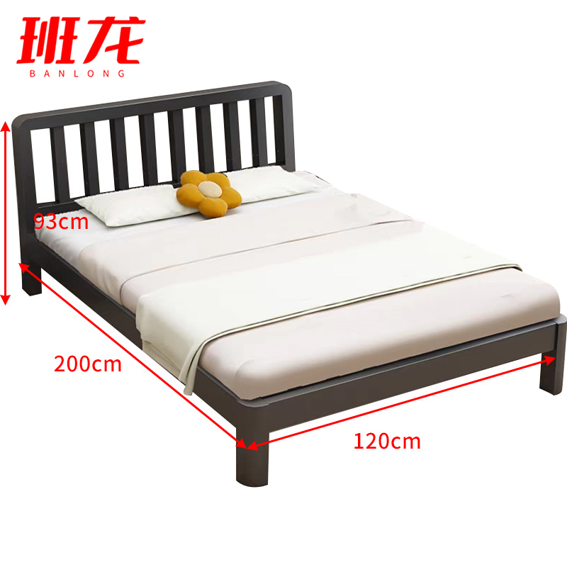 班龙单人床120*200cm+床垫黑色套高清大图