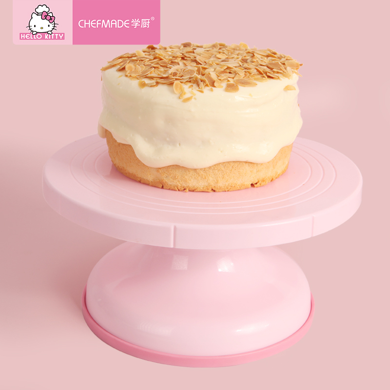 学厨 凯蒂猫图案8寸蛋糕裱花转台HELLO KITTY正版授权直径26.4cm塑料转台转盘可拆卸底部硅胶防 KT7043