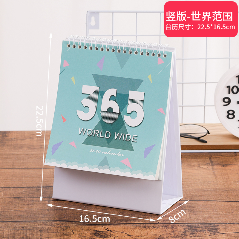 台历2020年日历定制ins风创意大格子简约女小清新计划本式日历定做广告办公室桌面摆件工作记事木制月 （竖款）幸运365
