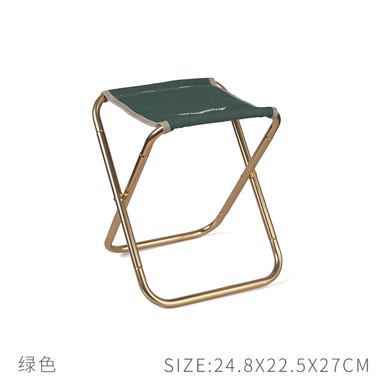 金色+绿色（小号7系铝合金） [户外折叠椅7075铝合金折叠小凳子露营马扎超轻便携式马扎钓鱼板