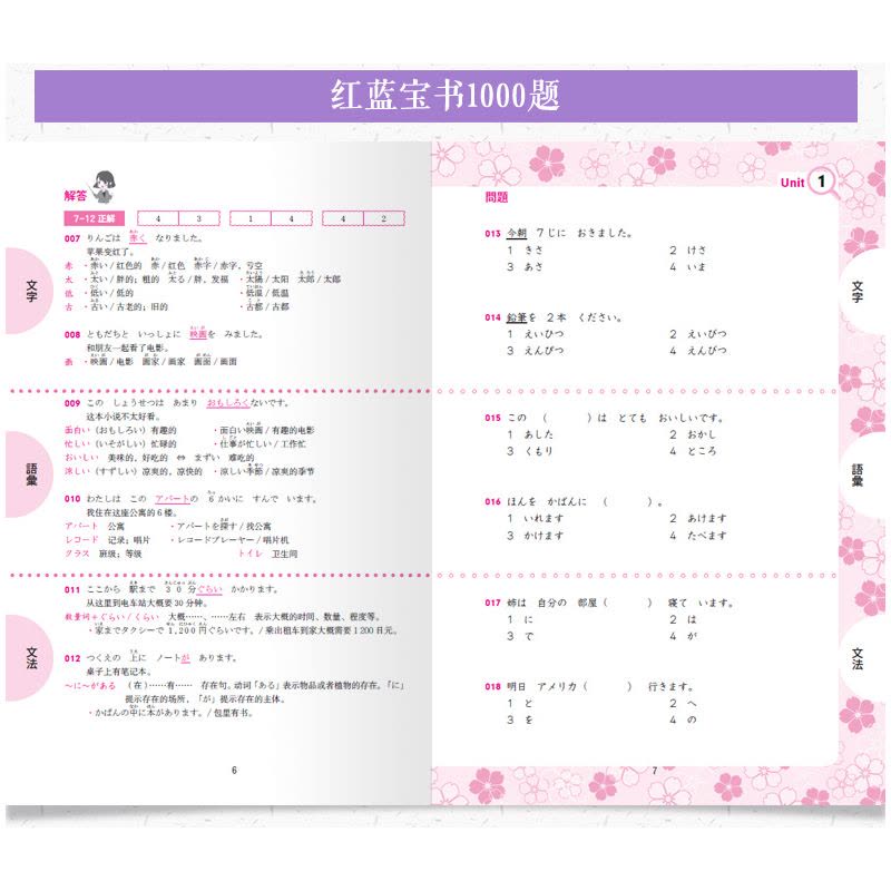 [正版]日语N1蓝宝书+红宝书+红蓝宝书1000题.文字词汇+文法+练习 新日本语能力考试一级 语法单词大全讲解真题日图片
