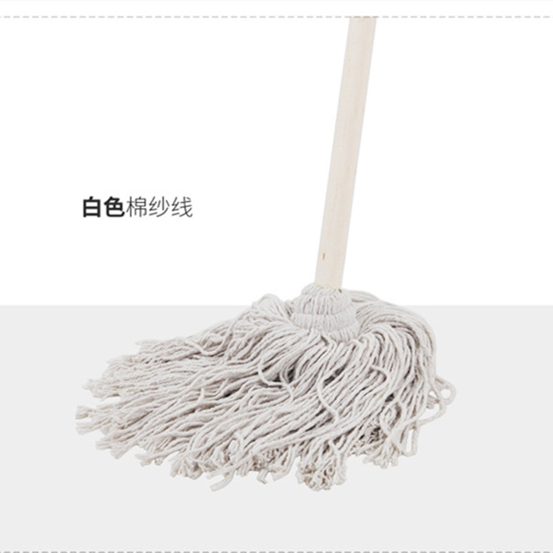 益美洁 老式木柄圆头拖把全棉棉线拖布物业家用清洁木质吸水拖把干湿两用 白棉线拖把高清大图