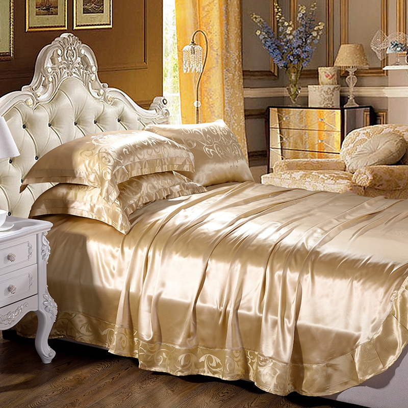 美帮汇真丝六件套色宽幅双面丝绸四件套床单婚庆床品蚕丝被套高清大图