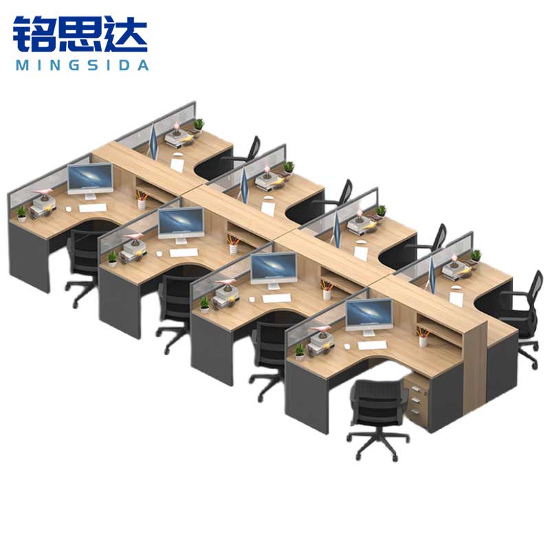 铭思达屏风办公桌出字型八人位可定制套高清大图
