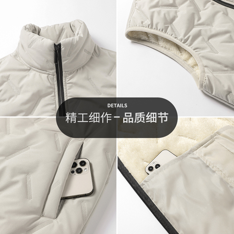 啄木鸟羊羔绒马甲男士秋冬新款加绒潮流立领坎肩百搭保暖马夹外套高清大图