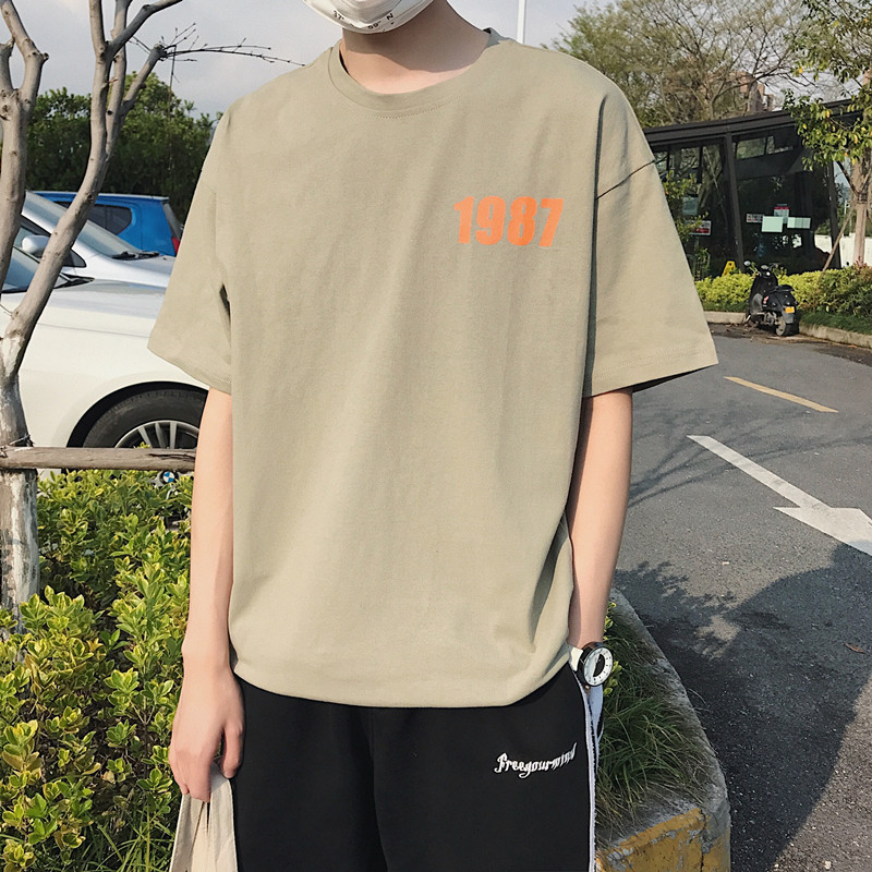 男装夏装男士短袖T恤港风宽松时尚圆领学生2018新款夏款半袖上衣