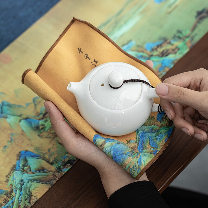 茶席茶布茶台桌旗禅意茶桌布 千里江山(规格:20cm*250cm)高清大图